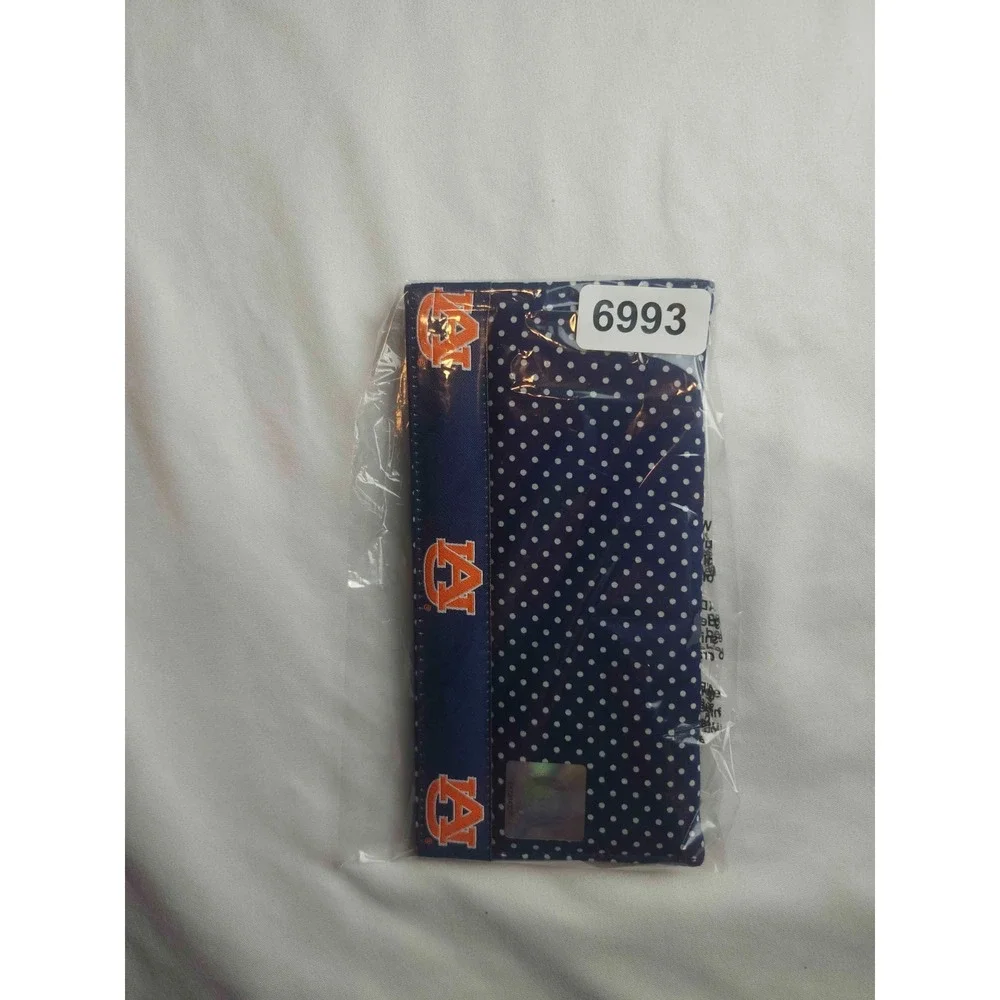 Moon Shine Auburn University Checkbook Cover Wallet Blue White Polka Dot NCAA